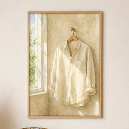 Leinenhemd am Fenster Gouache Boho-Kunstposter Poster