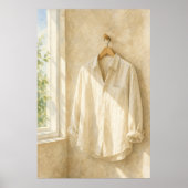 Leinenhemd am Fenster Gouache Boho-Kunstposter Poster (Vorne)