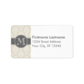 Leinenmuster in Beige und Holzkohle Adressaufkleber (Vorne)