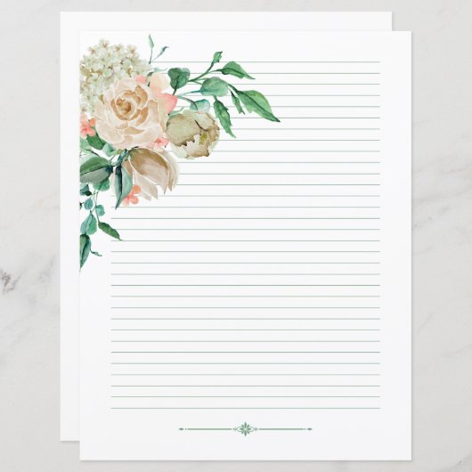 Leinenpapier - cremefarbene Rose (Vorne/Hinten)