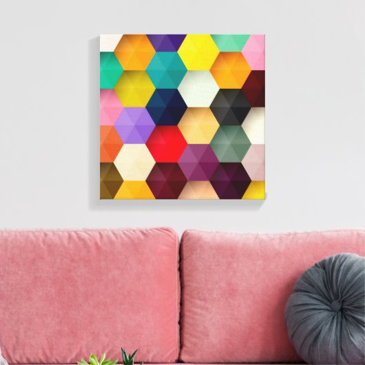 Leinenprint mit Hexagon Leinwanddruck (Insitu (Wohnzimmer))