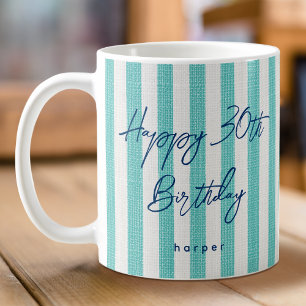 Leinenschau gestreift Geburtstag 30. Minute glückl Kaffeetasse