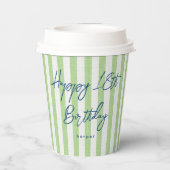 Leinenschau Gestreifte Feier Geburtstag 18. Grüne Pappbecher (Rückseite)