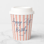 Leinenschauspiel Gestreifte Feier Geburtstag 21. K Pappbecher (Vorderseite)