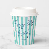 Leinenschauspiel Gestreifte Feier Geburtstag 30. M Pappbecher (Vorderseite)