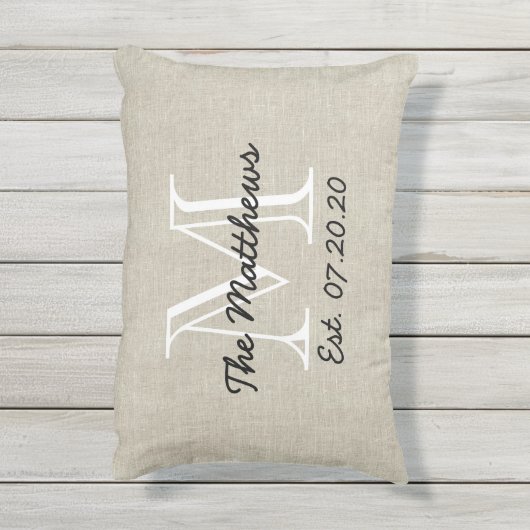 Leinenschmuck für die eigene Familie Monogram Pill Kissen Für Draußen (Rückseite(Vertikal))