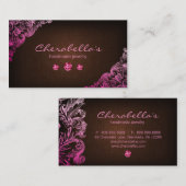 Leinenschmuck Visitenkarte Schokolade Braun Rosa (Vorne/Hinten)