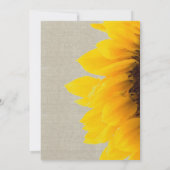 Leinensonnenblume-rustikale Hochzeits-Einladung Einladung (Rückseite)