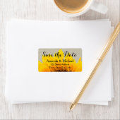 Leinensonnenblume-rustikaler Save the Date Adressaufkleber (Insitu)