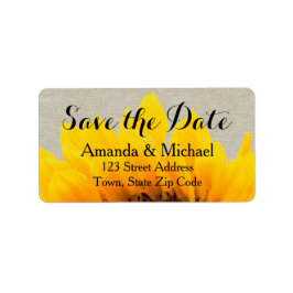 Leinensonnenblume-rustikaler Save the Date Adressaufkleber