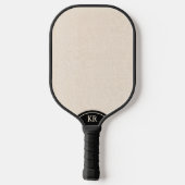 Leinentextur in hellbeige, minimale Monogramm Pickleball Schläger (Rückseite)