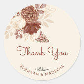 Leingold Glitzer Aquarellblüte Gastgeschenk Hochze Runder Aufkleber (Vorderseite)