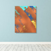 Leinwand Abstrakt Artwork Blue Copper Gold (Insitu (Holzboden))