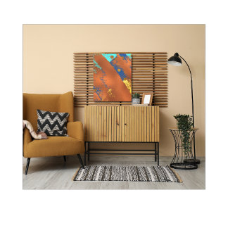 Leinwand Abstrakt Artwork Blue Copper Gold