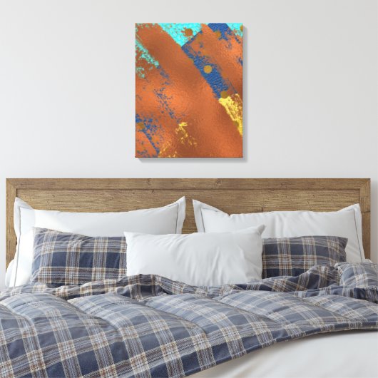 Leinwand Abstrakt Artwork Blue Copper Gold (Insitu (Schlafzimmer))