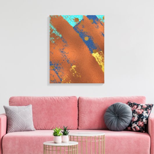 Leinwand Abstrakt Artwork Blue Copper Gold (Insitu (Wohnzimmer))