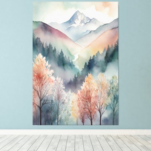 Leinwand | Abstrakte Bergbaumwand (Insitu (Holzboden))