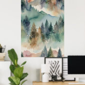 Leinwand | Abstrakte Bergbaumwand Poster (Heimbüro)