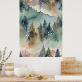 Leinwand | Abstrakte Bergbaumwand Poster (Küche)