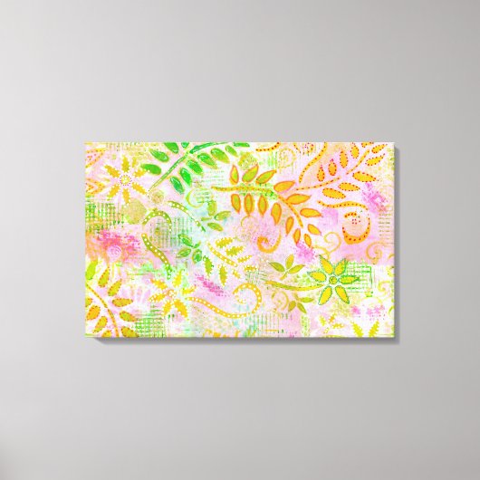 Leinwand abstrakter Blume und Blätter (Vorderseite)