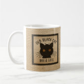 Leinwand-altes schwarze Katzen-Bar und Grill Kaffeetasse (Links)