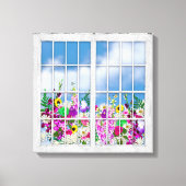 Leinwand, Ansicht von Blume, rustikale Fensterfläc Leinwanddruck (Vorderseite)