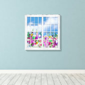 Leinwand, Ansicht von Blume, rustikale Fensterfläc Leinwanddruck (Insitu (Holzboden))