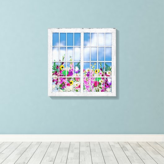 Leinwand, Ansicht von Blume, rustikale Fensterfläc Leinwanddruck (Insitu (Holzboden))