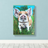 Leinwand Art 8x10 gepackte Leinwand "Happy Piglet" (Insitu (Holzboden))