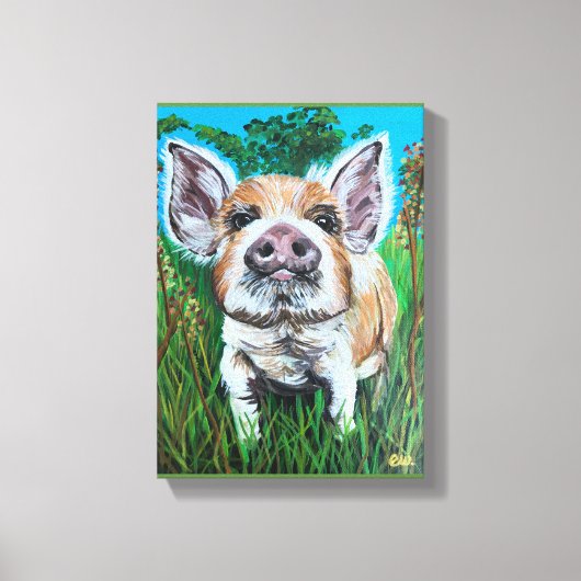 Leinwand Art 8x10 gepackte Leinwand "Happy Piglet" (Vorderseite)