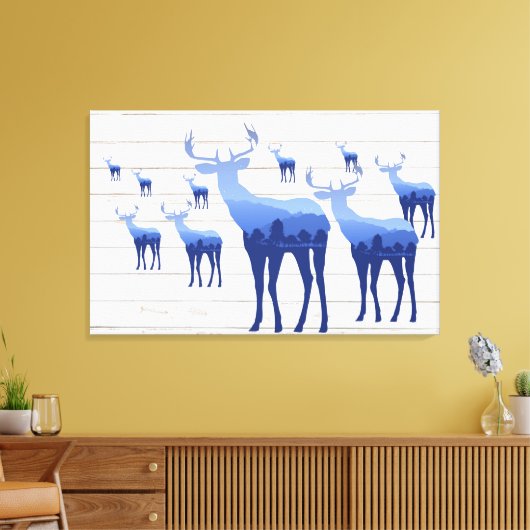 Leinwand Art-Blue-Deer-White-Wash-Karten (Insitu (Wohnzimmer))
