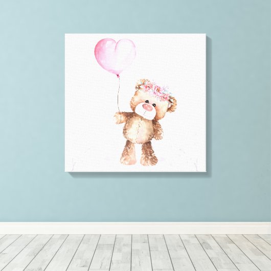 Leinwand Art — Kinderbärchen mit Ballon (Insitu (Holzboden))