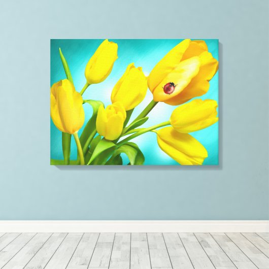 Leinwand Art-Yellow Tulips (Insitu (Holzboden))