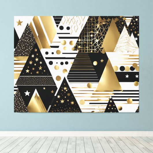 Leinwand aus abstraktem Gold und schwarz (Insitu (Holzboden))