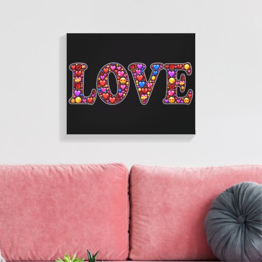 Leinwand aus Emoji-Liebe (Insitu (Wohnzimmer))
