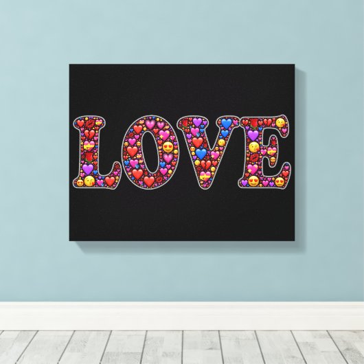 Leinwand aus Emoji-Liebe (Insitu (Holzboden))