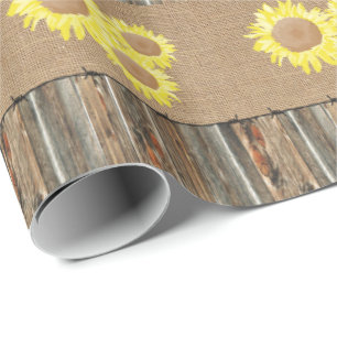Leinwand Barnwood Stacheldraht und Sonnenblumen Geschenkpapier