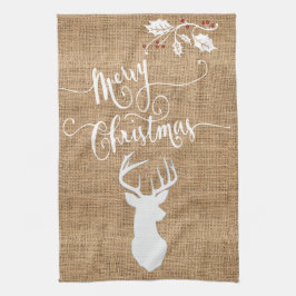 Leinwand-Beschaffenheits-frohe Weihnachten mit Geschirrtuch