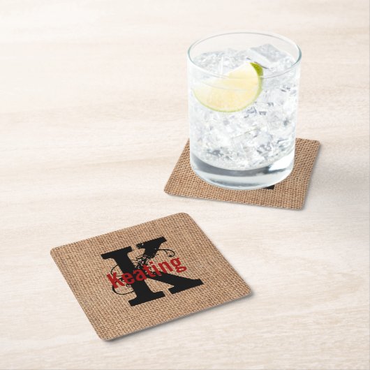 Leinwand-Blick-Monogramm-Papier-Untersetzer Rechteckiger Pappuntersetzer (Vor Ort)