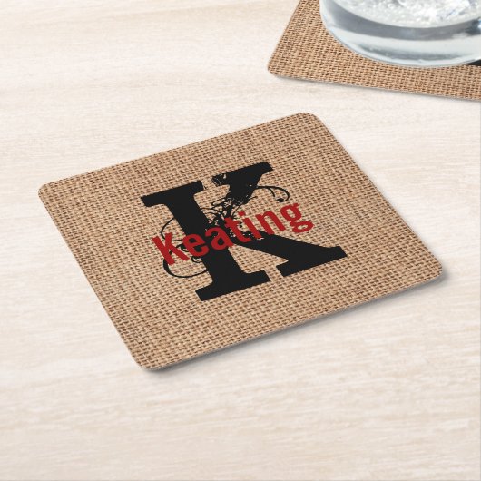 Leinwand-Blick-Monogramm-Papier-Untersetzer Rechteckiger Pappuntersetzer (angewinkelt)