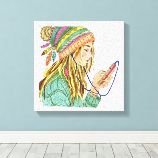 Leinwand Boho Hat Girl (Insitu (Holzboden))