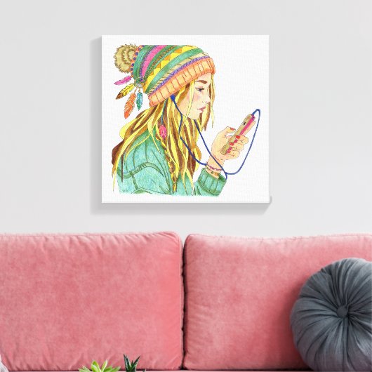Leinwand Boho Hat Girl (Insitu (Wohnzimmer))