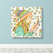 Leinwand Boho Hat Girl Theme (Insitu (Holzboden))