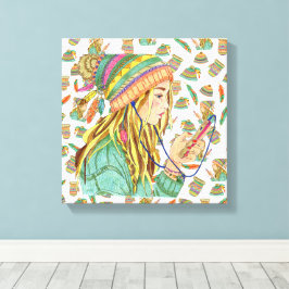 Leinwand Boho Hat Girl Theme