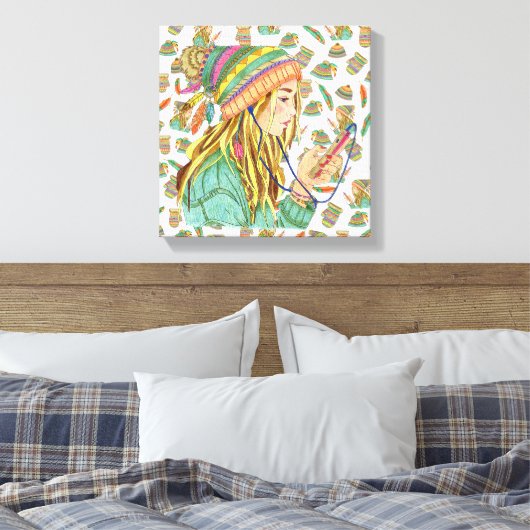Leinwand Boho Hat Girl Theme (Insitu (Schlafzimmer))