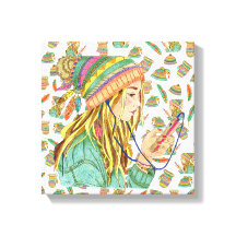 Leinwand Boho Hat Girl Theme