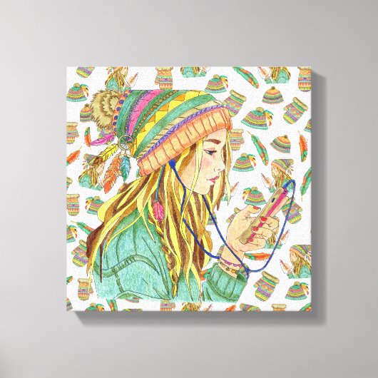 Leinwand Boho Hat Girl Theme (Vorderseite)