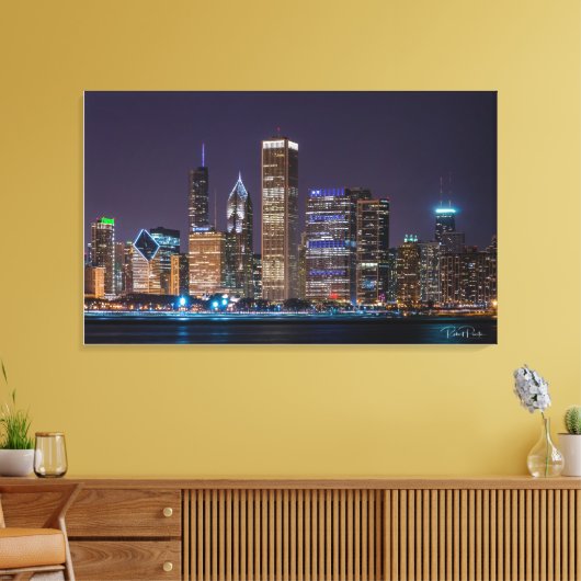 Leinwand - Chicago Skyline Illinois mit Night Sky (Insitu (Wohnzimmer))