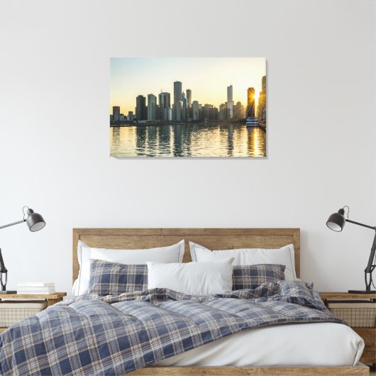 Leinwand - Chicago Skyline in Illinois bei Sunset (Insitu (Schlafzimmer))