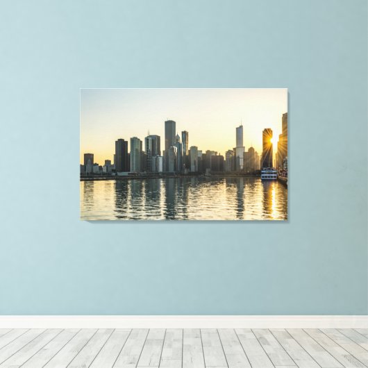 Leinwand - Chicago Skyline in Illinois bei Sunset (Insitu (Holzboden))